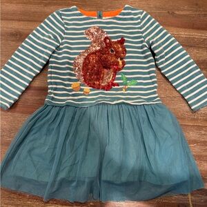 Mini Boden Squirrel Sequin Dress 3-4Y
